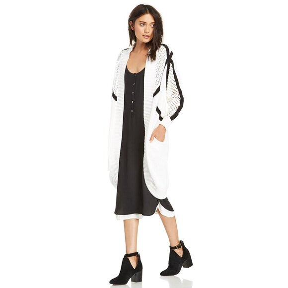 Blessed Are the Meek Arches Chunky Knit Open Long Cardigan White Women Size 0 - Picture 1 of 15